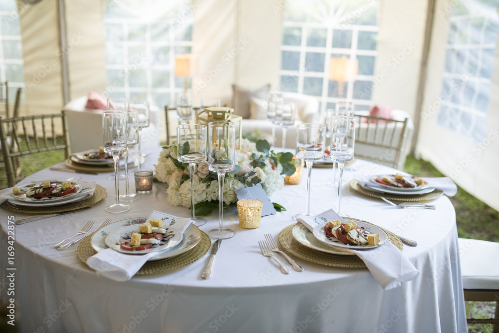 Elegant wedding reception dinner table