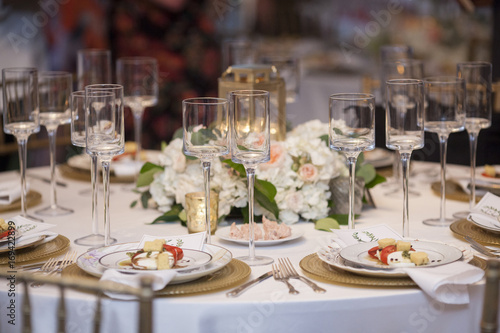 Elegant table set up for wedding reception