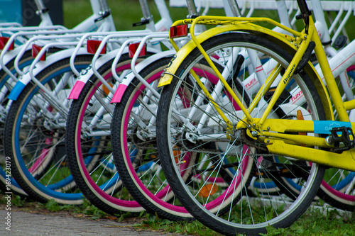 Citybikes lined up next to each other