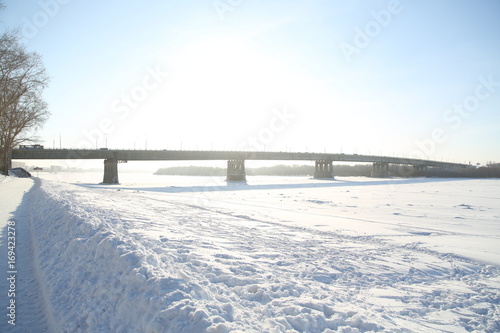 The bridge over the Irtysh River in Omsk. Siberia. Russia. © Marina