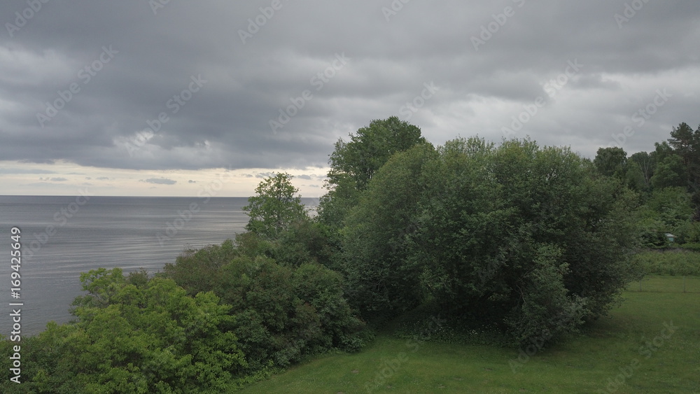 Obraz premium Roja Latvia Baltic Sea Seaside Aerial drone top view