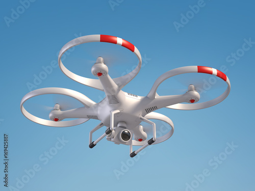Drone flying 3d rendering