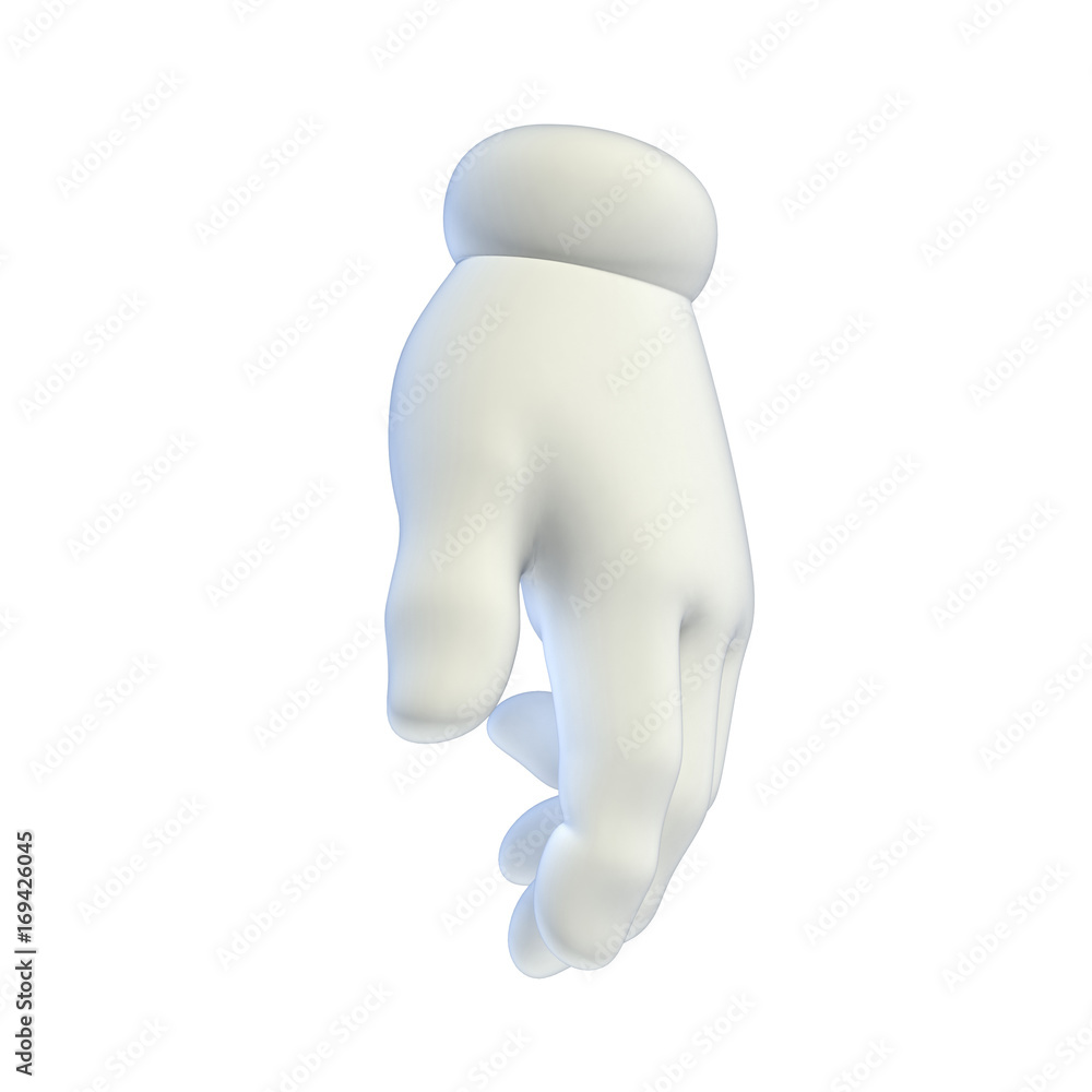 Cartoon white hand 3d rendering Cartoon white hand 3d rendering