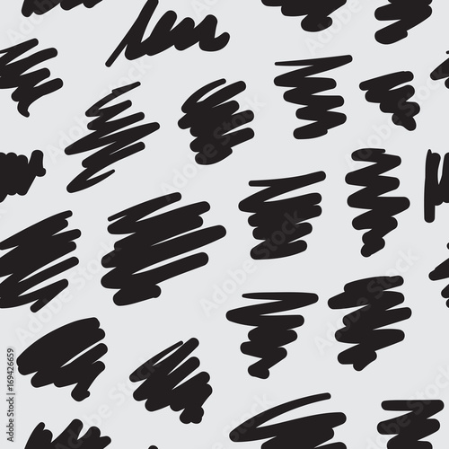 Messy irregular hand drawn zigzag lines seamless vector pattern with scribbles and scrawls. Doodle texture. Repeated background for print, textile, or web use.