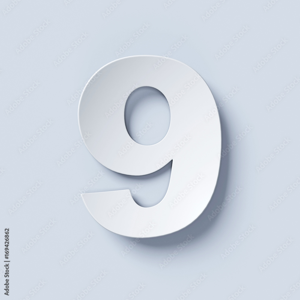 White bent paper font number 9 White bent paper font number 9