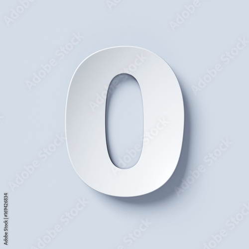 White bent paper font number 0