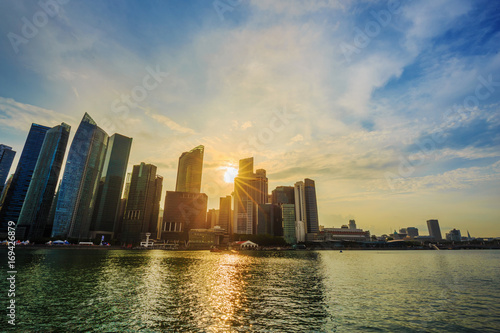 central business district building of Singapore city at sunset © geargodz