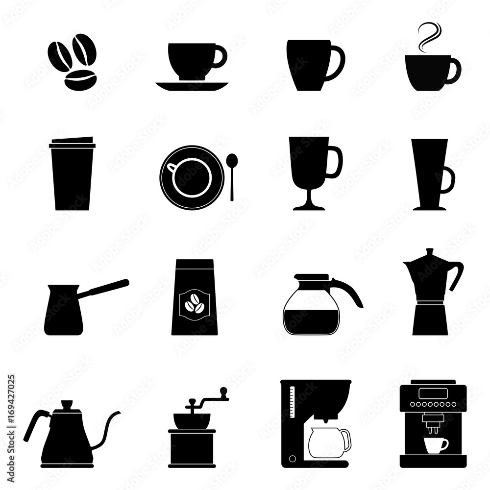 Set of coffee icons, vector illustration Set of coffee icons, vector illustration