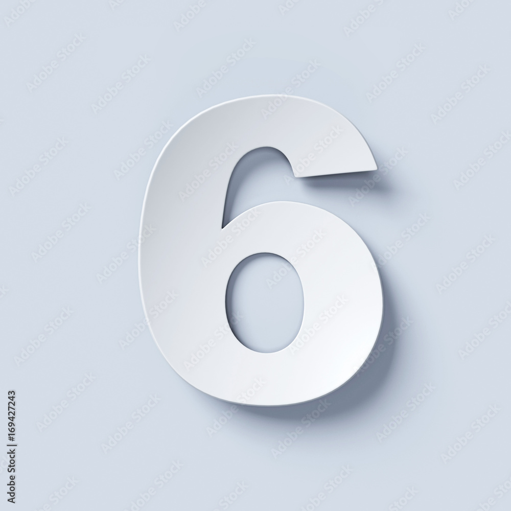 White bent paper font number 6