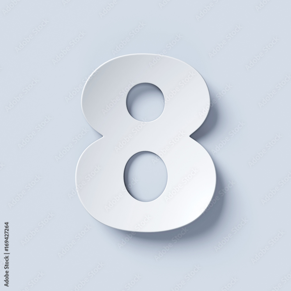 White bent paper font number 8
