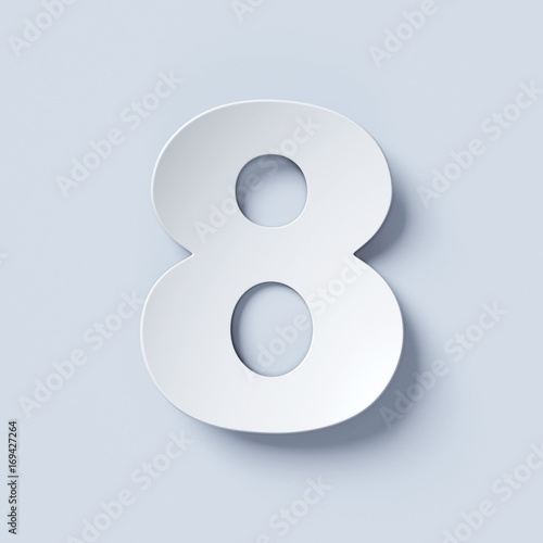 White bent paper font number 8