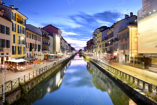 Naviglio Grande Canal at the Blue Hour, Milan, Italy
