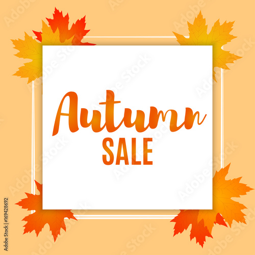 Autumn sale. Autumn sale banner with autumn maple leaves. Vector illustration