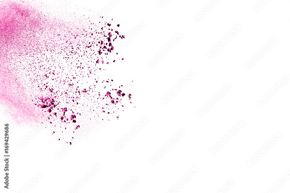 abstract multicolored powder splatted on white background,Freeze motion of color powder exploding