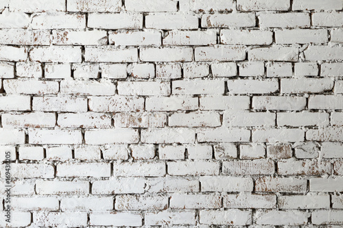Brick wall in white paint. Vintage background