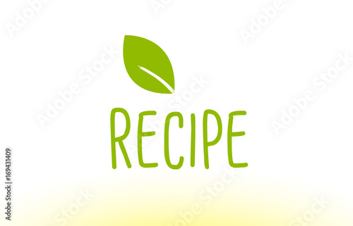 recipe green leaf text concept logo icon design
