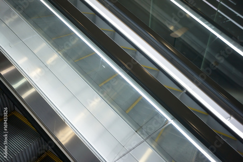 Huge escalator inside a big modern building