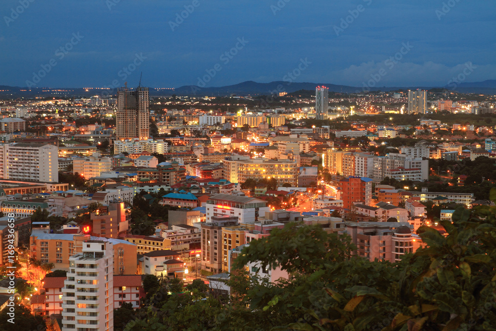 landscape  pattaya city Thailand landmark on twilight background