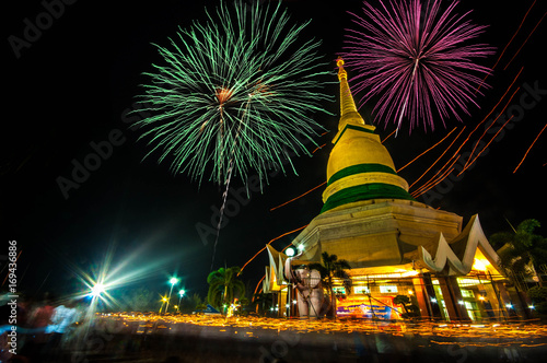 Photography pagoda with with Fireworks celebration
