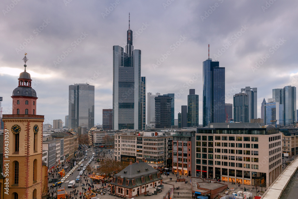 Naklejka premium Frankfurt. View of the central part the city.