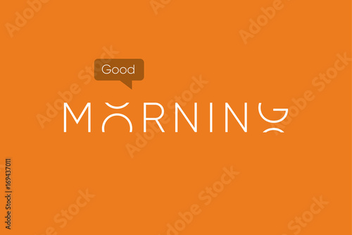 Good Morning logo with capitals letters in movement. Editable vector design.