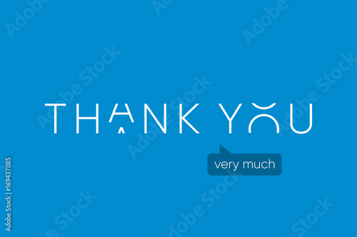 Thank You logo with capitals letters in movement. Editable vector design.