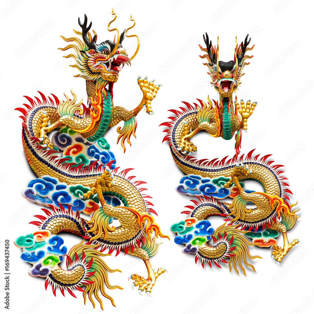 Obraz premium Chinese golden dragon statue