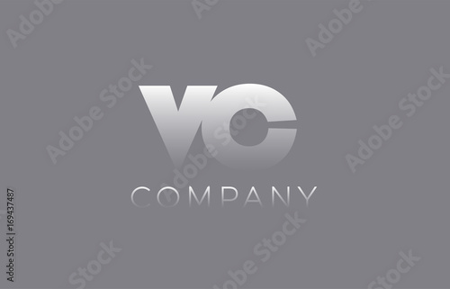 VC V C pastel blue letter combination logo icon design