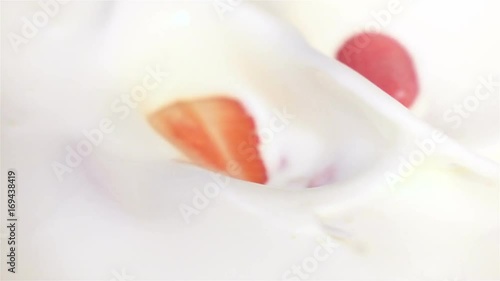 Wallpaper Mural  High quality video of strawberries falling into yogurt in real 1080p slow motion 250fps Torontodigital.ca
