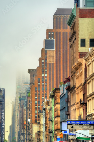 Old buildings on Broadway in New York City