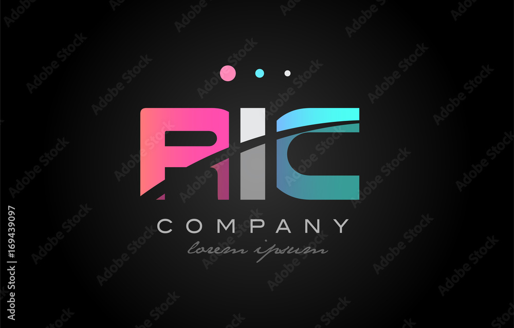 Fototapeta premium RIC r i c three letter logo icon design