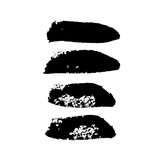 Collection of ink brushstrokes, black stains on white, vector artistic design elements