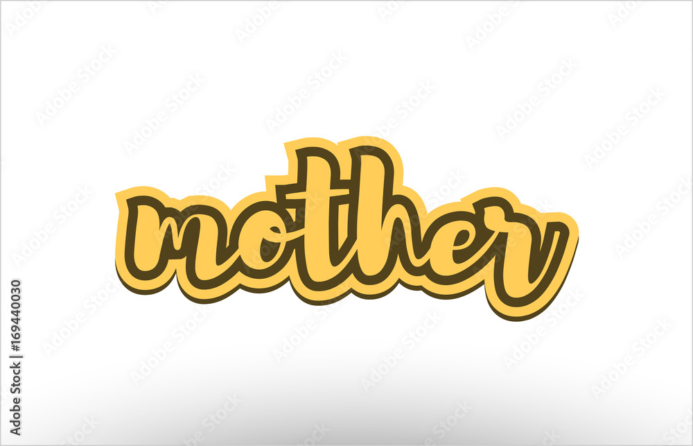 mother yellow black hand written text postcard icon