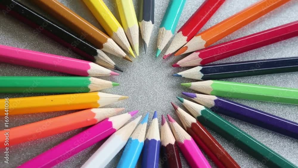 colored pencils on a rotating plate
colored pencils on a rotating plate