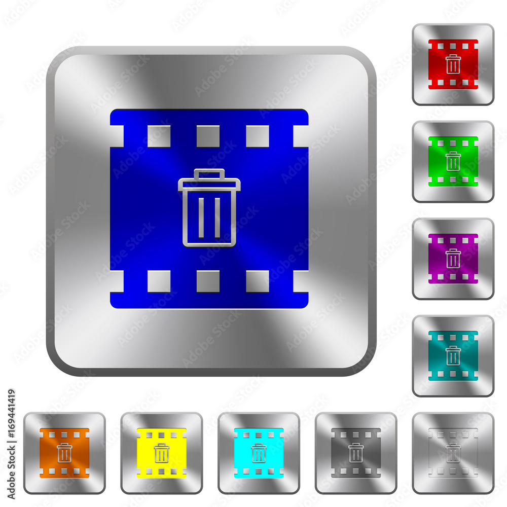 Delete movie rounded square steel buttons Delete movie rounded square steel buttons