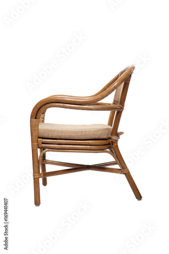 isolated rattan chair from the side