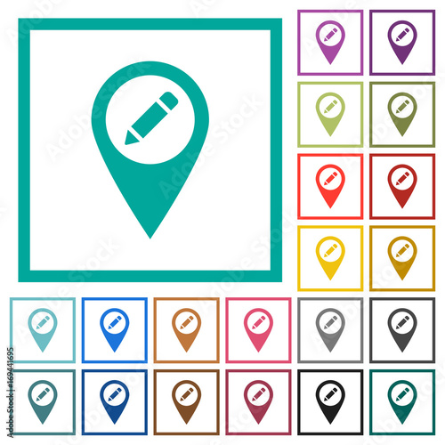 Rename GPS map location flat color icons with quadrant frames