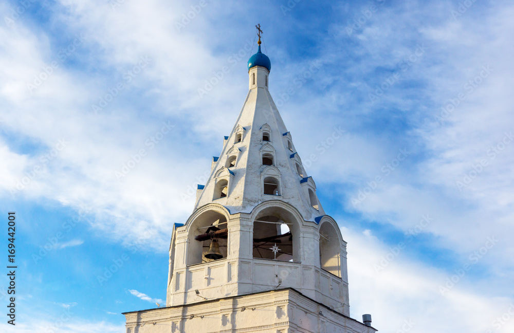 Fototapeta premium bell tower of the Assumption Cathedral in Kolomna, against a beautiful sky