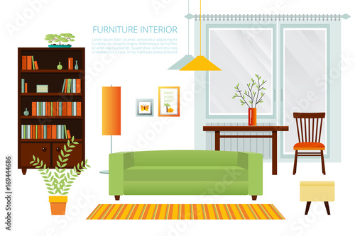 Interior living room. Vector illustration .