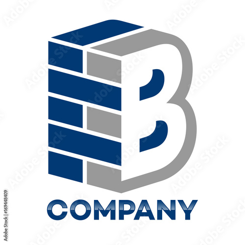 Brick wall and letter B logo