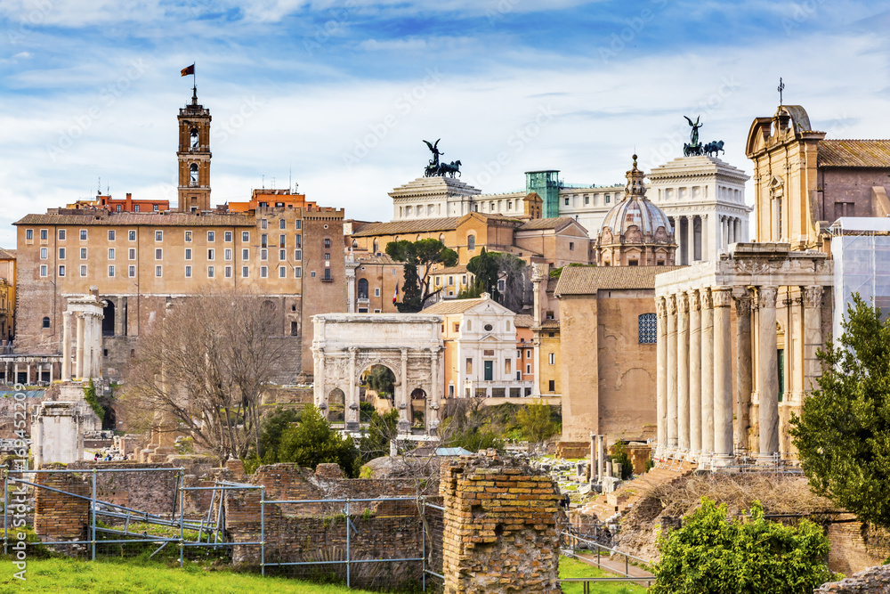 Roman Forum Arch Capatoline Hill Columns Rome Italy