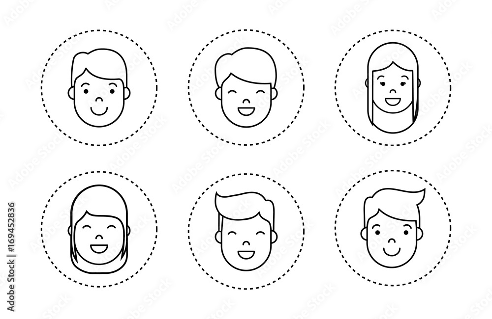 people faces icon over white background vector illustration