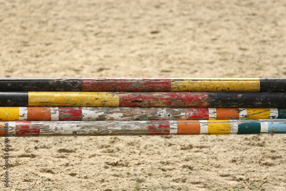 Show jumping barriers waiting for riders and horses Show jumping barriers waiting for riders and horses