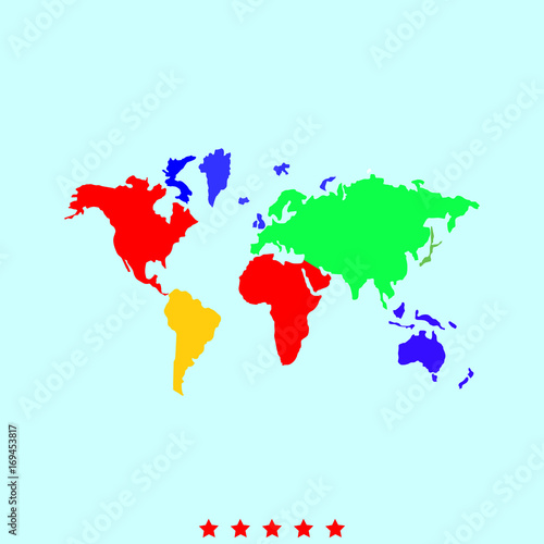 World map  set  it is color icon .