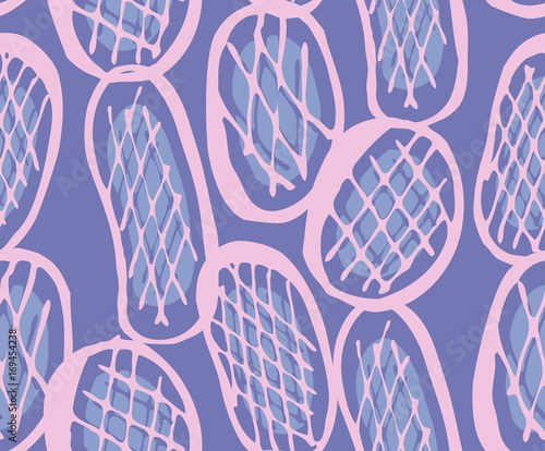 Abstract roughly hatched oval shapes with pink