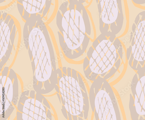 Abstract roughly hatched oval shapes with yellow