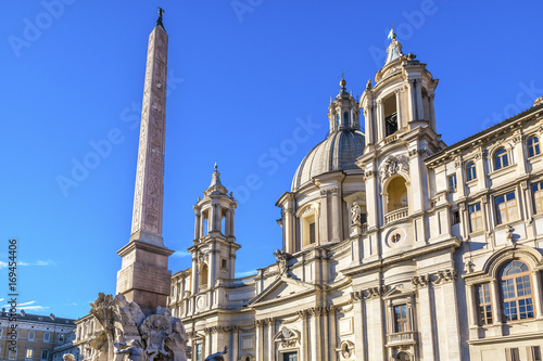 Saint Agnese In Agone Church Obelisk Piazza Navona Rome Italy