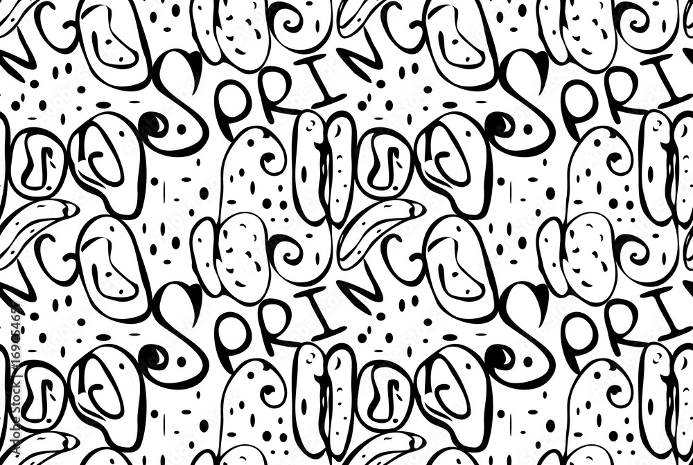 Abstract spring seeds black on white Abstract spring seeds black on white