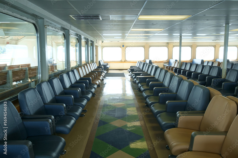 Fototapeta premium Passenger cabin seating on ferry boat