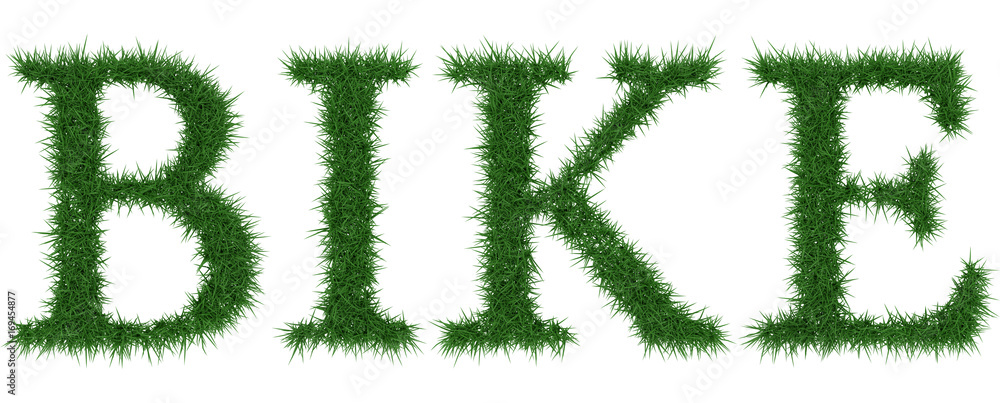 Bike - 3D rendering fresh Grass letters isolated on whhite background.